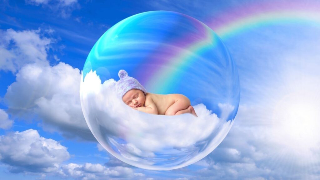 baby rainbow bubble children background